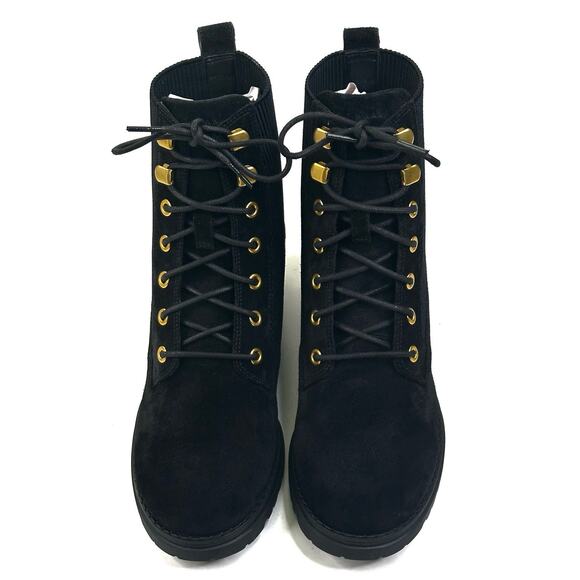 Cole Haan Camea II Waterproof Combat Boots Black Suede Womens Size 7.5B New $290 - Picture 2 of 12
